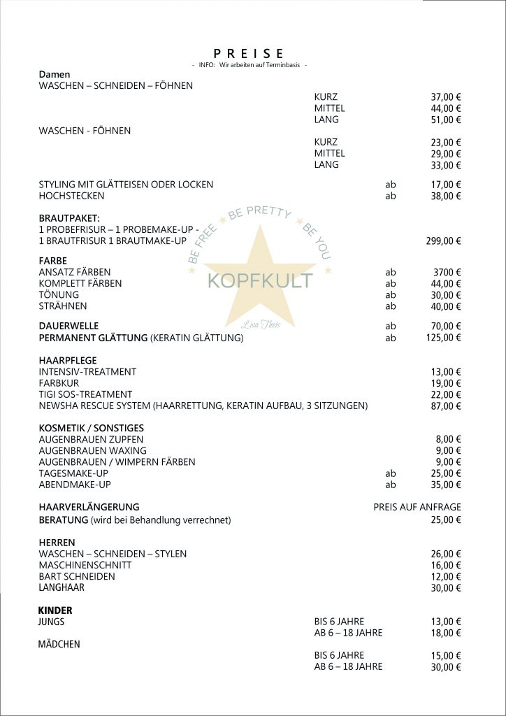 Preisliste